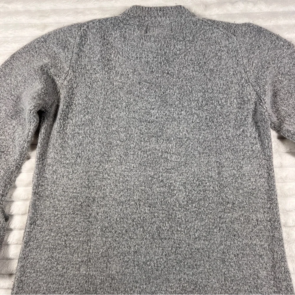 J.O.A. Gray Marled Knit Bell Tie Sleeve Mock Neck Oversized Hi Low Sweater large - Picture 7 of 13